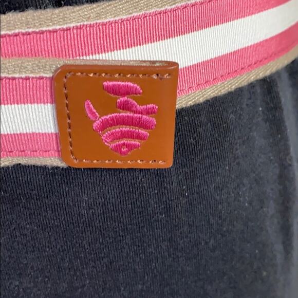 Women's Talbots Pink & White Striped Canvas Belt with Fish X-Small - Picture 4 of 6